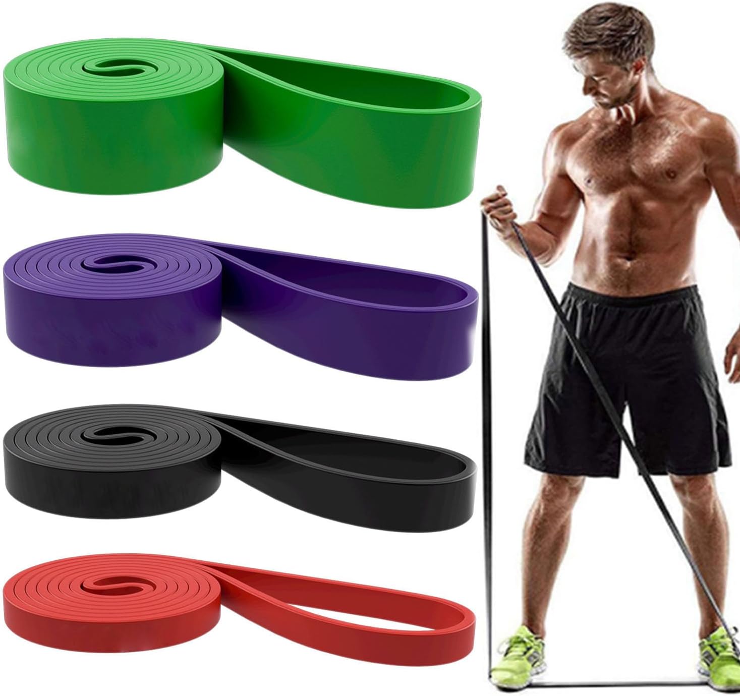 Resistance Bands, Pull Up Assist Bands - Workout Bands, Eexercise Bands, Long Resistance Bands Set for Working Out, Fitness, Training, Physical Therapy for Men Women