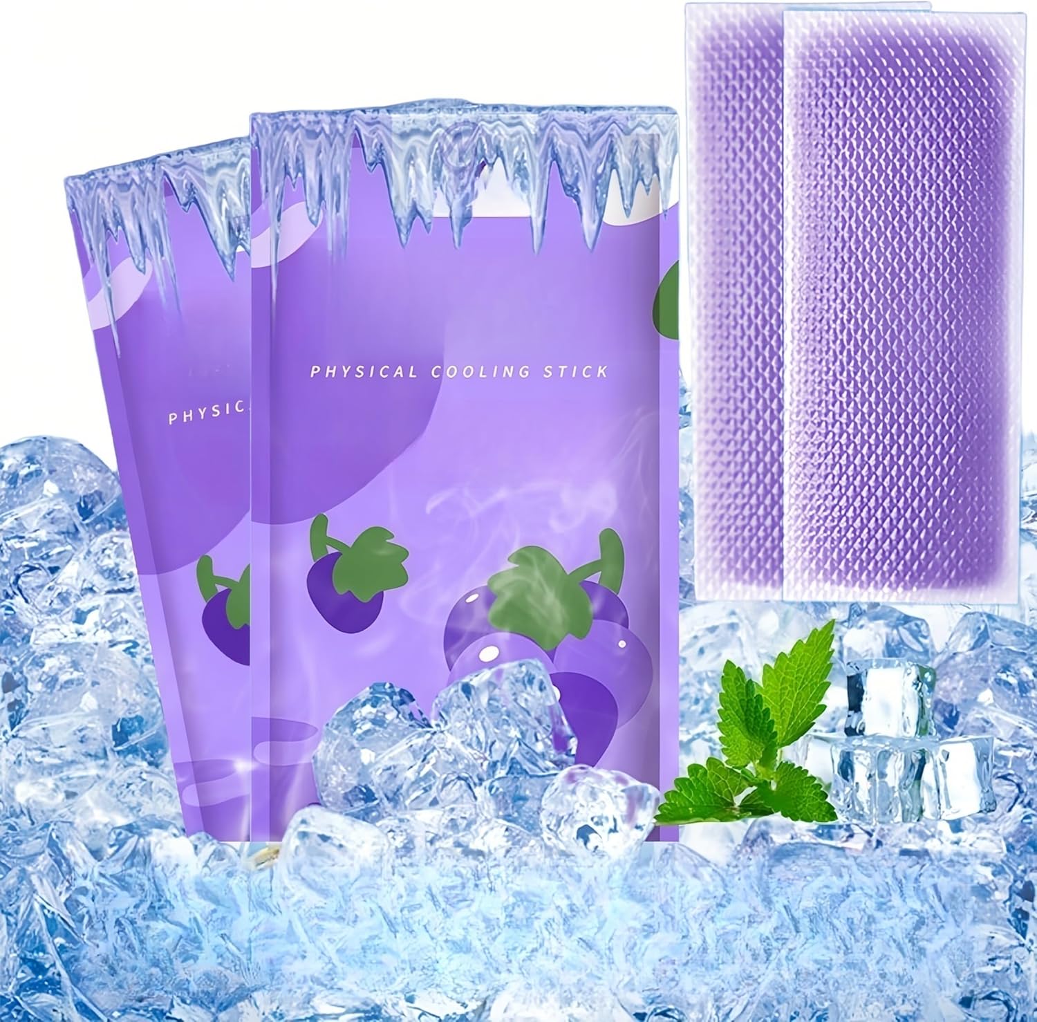 Patches 20 Pack - 8 Hour Ice Cold Relief for Forehead, Neck & Body | Grape Mint Scented | Instant Temperature Drop for Sunburn, Workouts, | Hypoallergenic, Non-Irritating & Portable