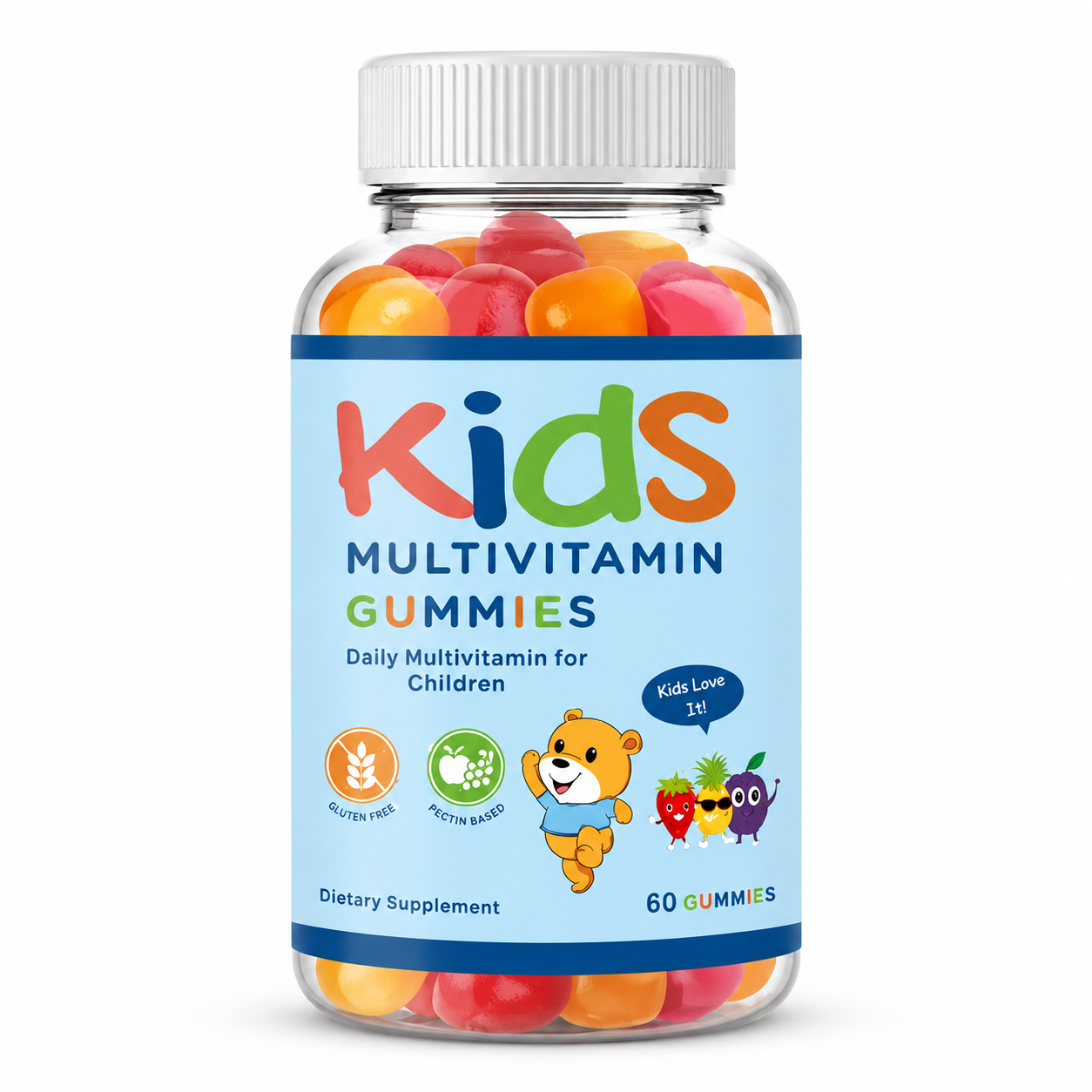 Sugar-Free Kids Multivitamin Gummies with DHA - Children's Daily Nutrition Supplement