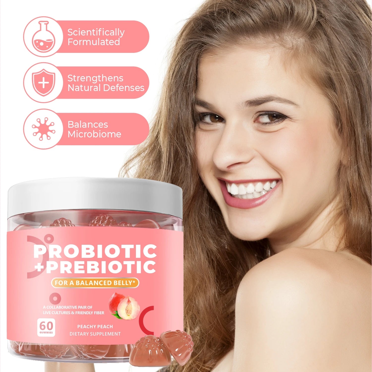 Probiotic + Prebiotic Fiber Gummies for Daily Digestive Support