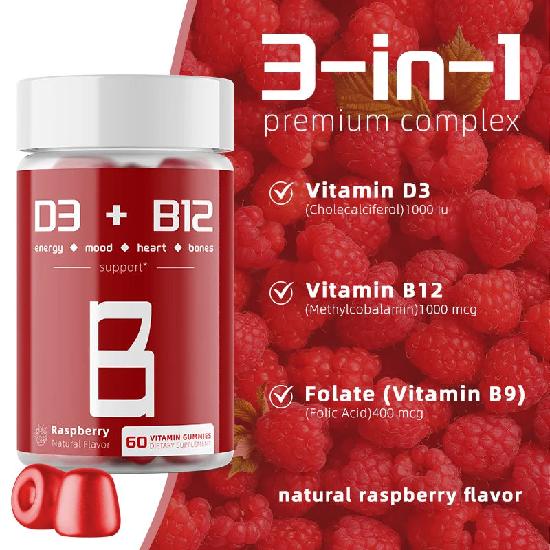 D3 + B12 Vegan Vitamin Gummies for Daily Wellness Support