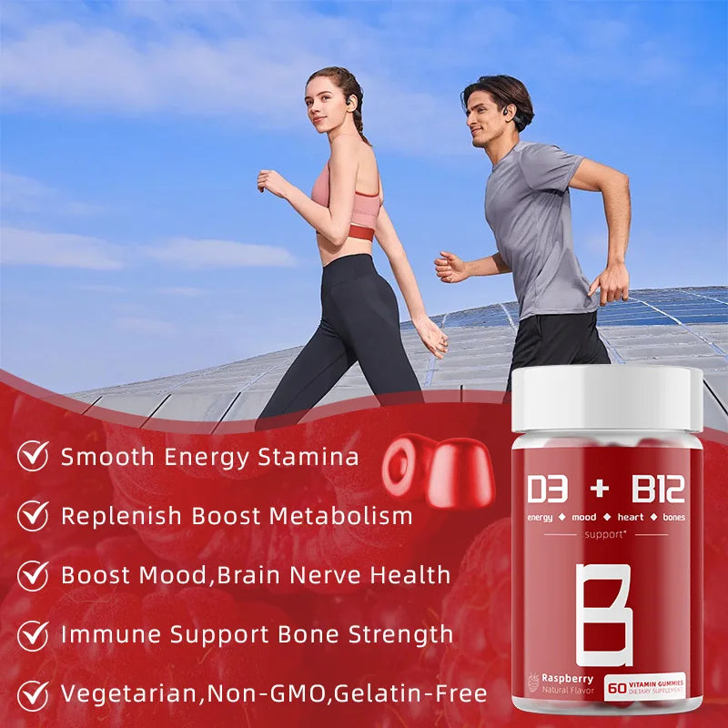 D3 + B12 Vegan Vitamin Gummies for Daily Wellness Support