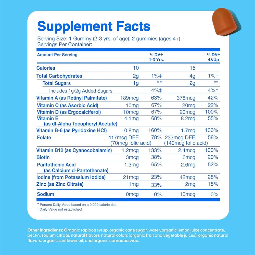 Kids Multivitamin Gummies - Vegan Daily Nutrition Supplement for Children