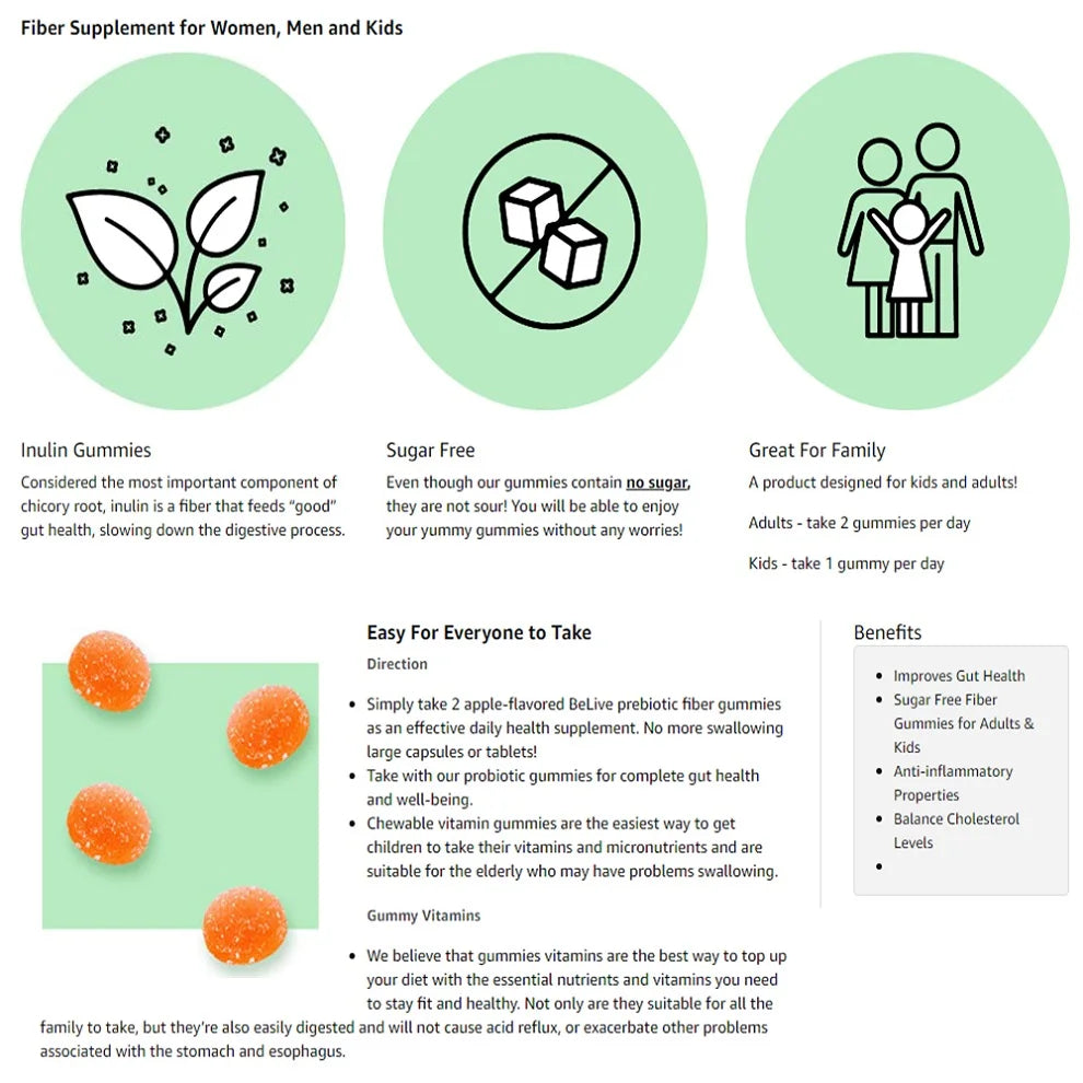 Prebiotic Fiber Gummies - Daily Digestive Wellness Supplement