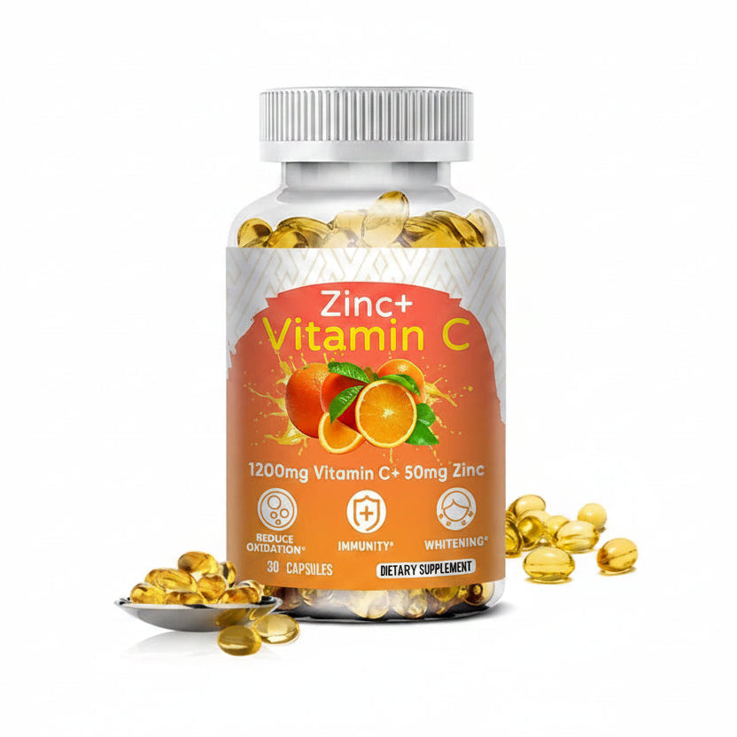 Vitamin C 1000mg + Zinc Softgel Capsules - Daily Antioxidant Nutrition Supplement