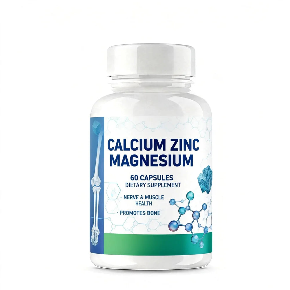 Calcium Magnesium Zinc + Vitamin D3 Capsules - Daily Mineral Nutrition Supplement