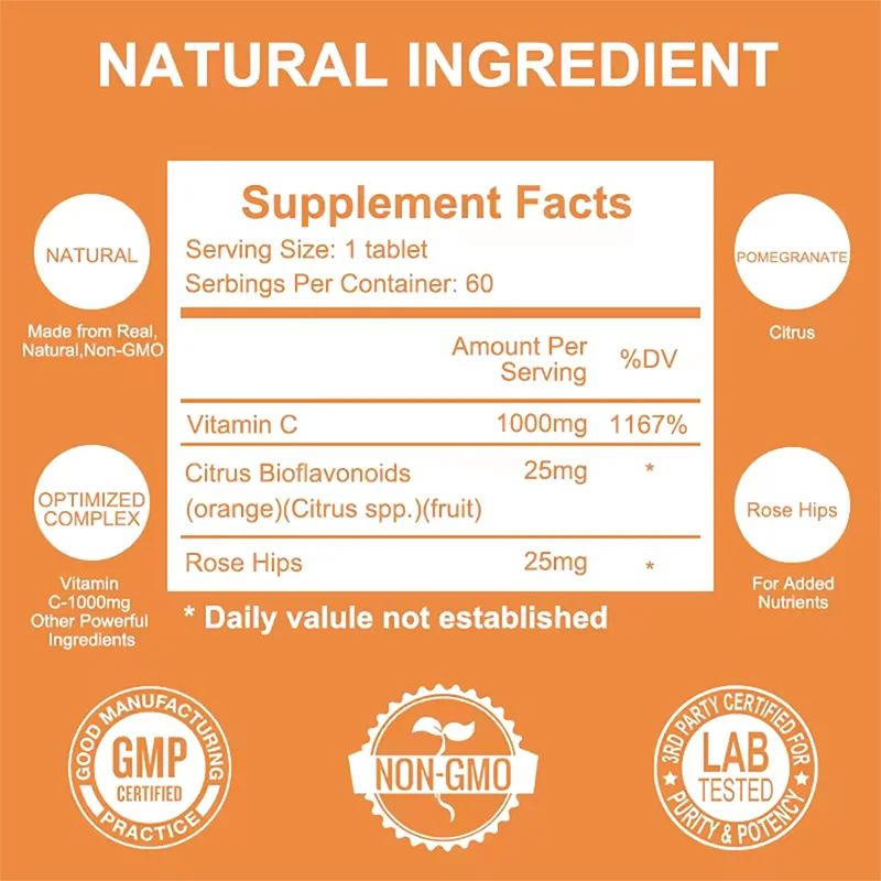 Vitamin C 1000mg Tablets - Daily Wellness Supplement