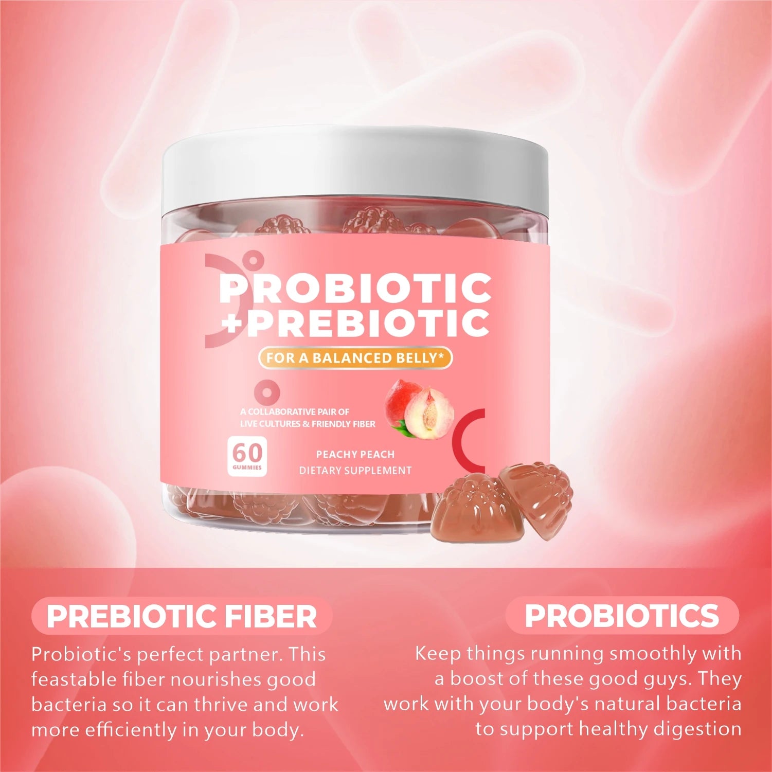 Probiotic + Prebiotic Fiber Gummies for Daily Digestive Support