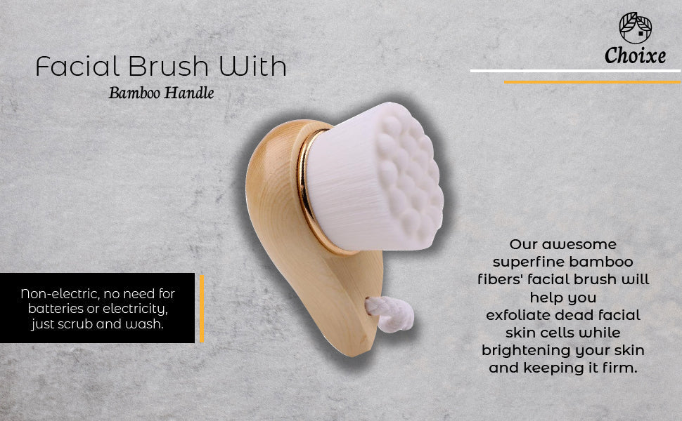 Bamboo Facial Exfoliating Brush Soft Superfine Fibers Pore Cleansing Brighten