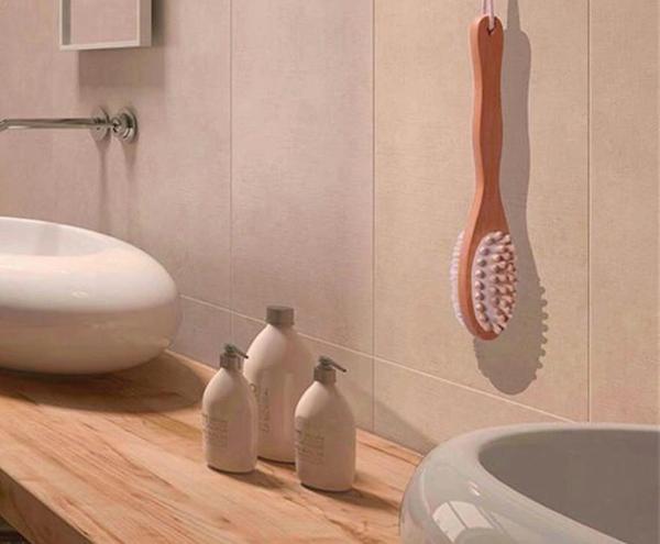 Bath Body Massage Brush Long Handle Wooden Dry Bristle Exfoliating Spa