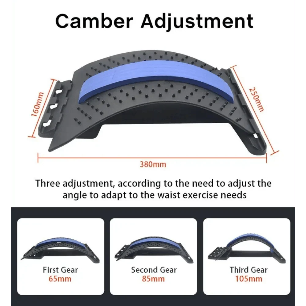 Black Purple Back Stretching Device Muscle Back Massage Relax Stretcher Posture Therapy Back Stretch Spine Pain Relief Stretcher Support Lower And Upper Muscle Pain Relief