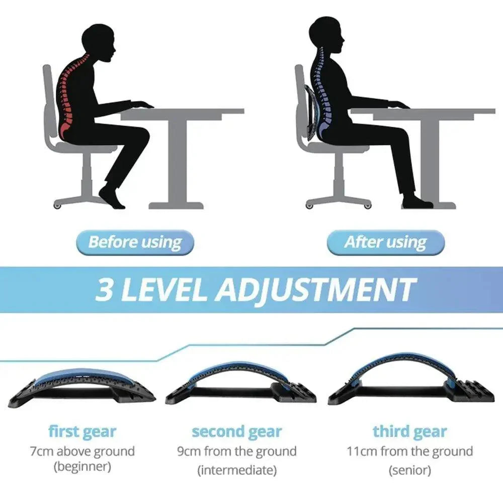 Black Purple Back Stretching Device Muscle Back Massage Relax Stretcher Posture Therapy Back Stretch Spine Pain Relief Stretcher Support Lower And Upper Muscle Pain Relief